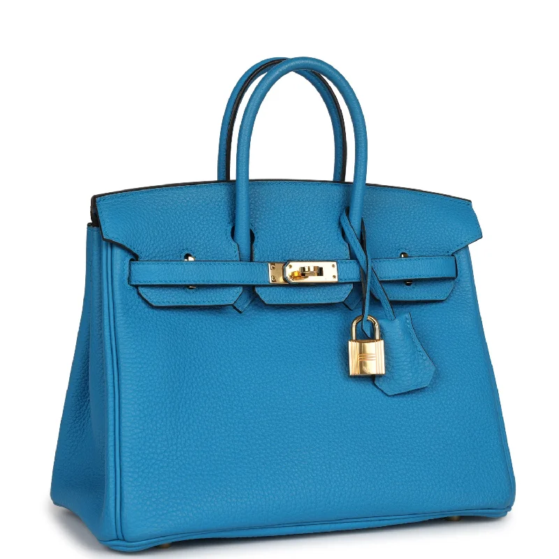 Hermes Birkin Bags in a Metallic Rose Gold for a Glamorous TouchHermes Birkin 25 Bleu Zanzibar Togo Gold Hardware