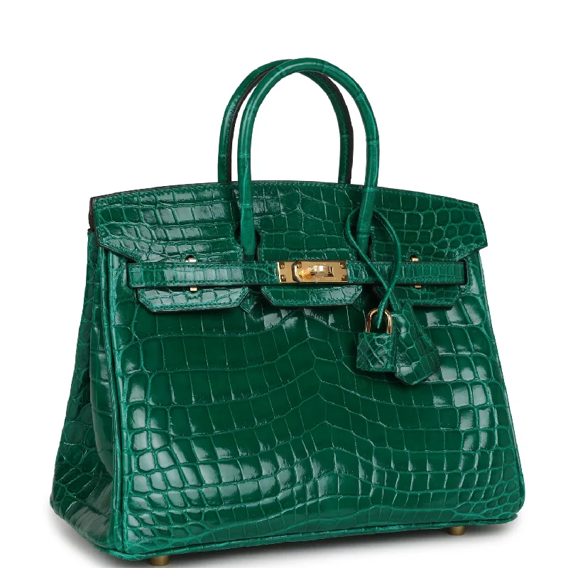 Hermes Birkin Bags with a Removable Coin Purse AttachmentHermes Birkin 25 Emerald Shiny Niloticus Crocodile Gold Hardware