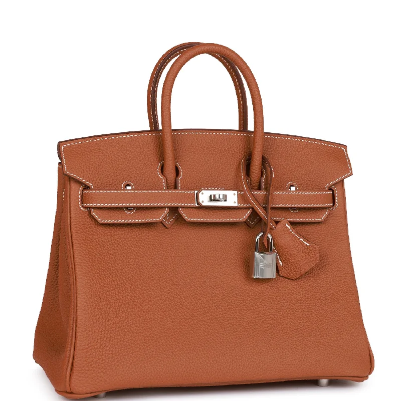 Hermes Birkin Bags with a Contrast - Stitched Handle for Added StyleHermes Birkin 25 Gold Togo Palladium Hardware