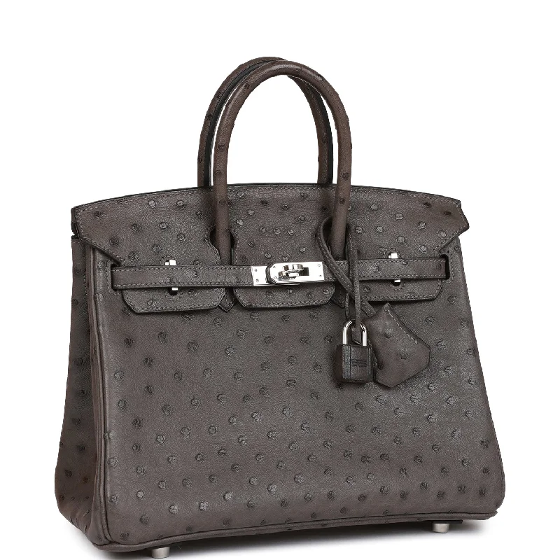 Hermes Birkin Bags in a Dark Chocolate Brown for a Warm and Inviting AestheticHermes Birkin 25 Graphite Ostrich Palladium Hardware