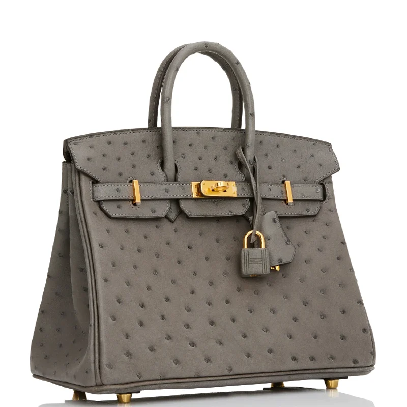 Hermes Birkin Bags in a Pale Mint Green for a Fresh and Refreshing LookHermes Birkin 25 Gris Meyer Ostrich Gold Hardware