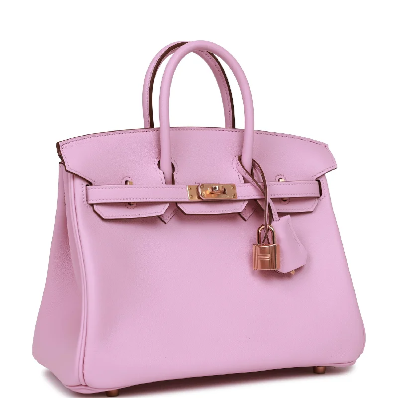 Hermes Birkin Bags in a Shiny Patent Leather Finish for a Glossy LookHermes Birkin 25 Mauve Sylvestre Swift Rose Gold Hardware