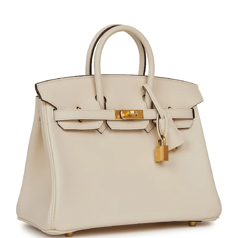 Hermes Birkin Bags with a Magnetic - Closure Interior PocketHermes Birkin 25 Nata Swift Gold Hardware