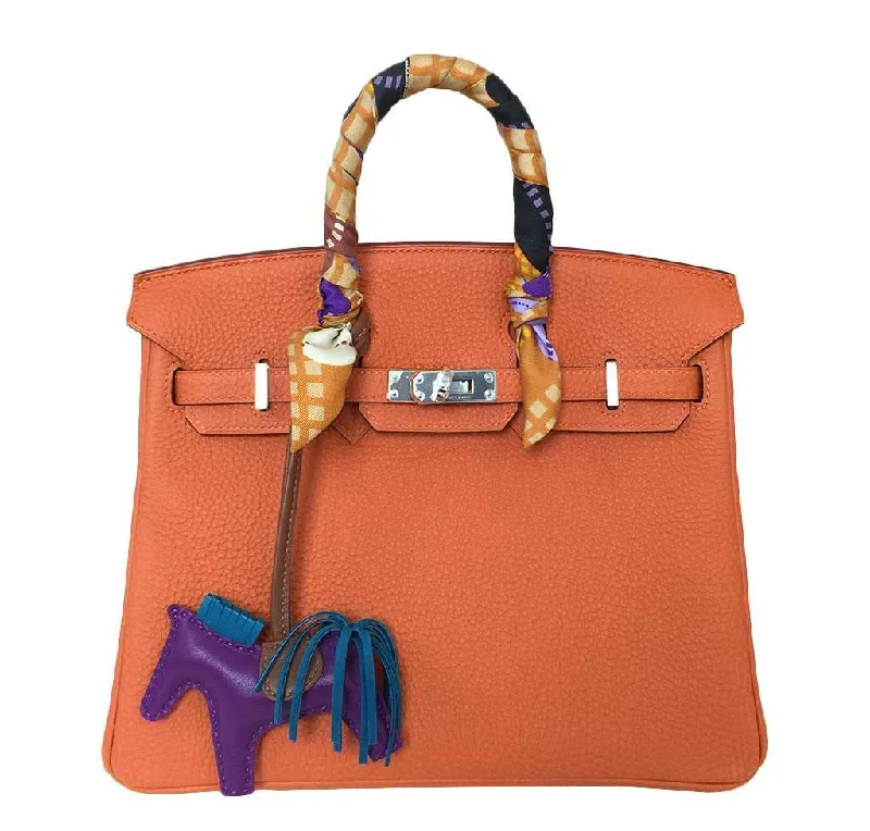 Hermes Birkin Bags with a Contrast - Stitched Handle for Added StyleHermes Birkin 25 Feu Clemence Bag