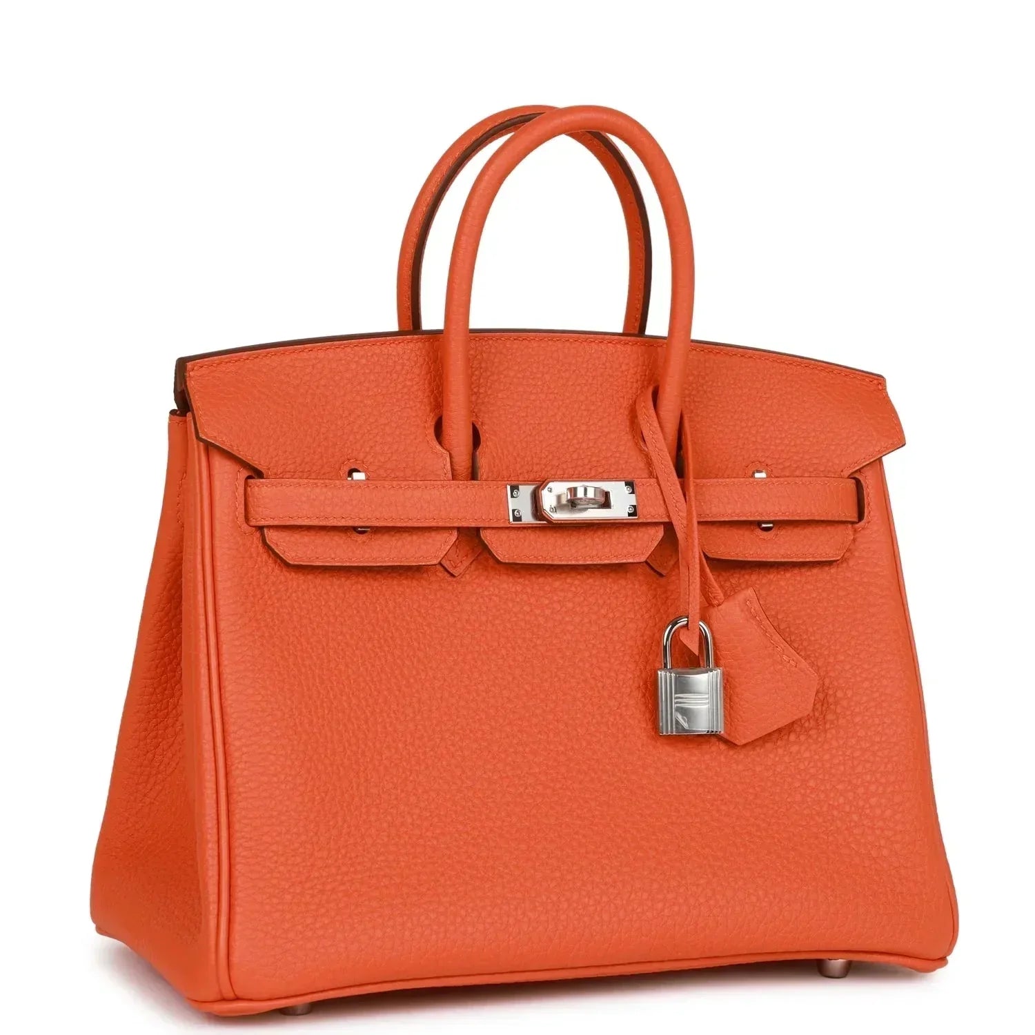 Hermes Birkin Bags with a Hand - Burnished Edge FinishHermes Birkin 25 Orange Togo Palladium Hardware