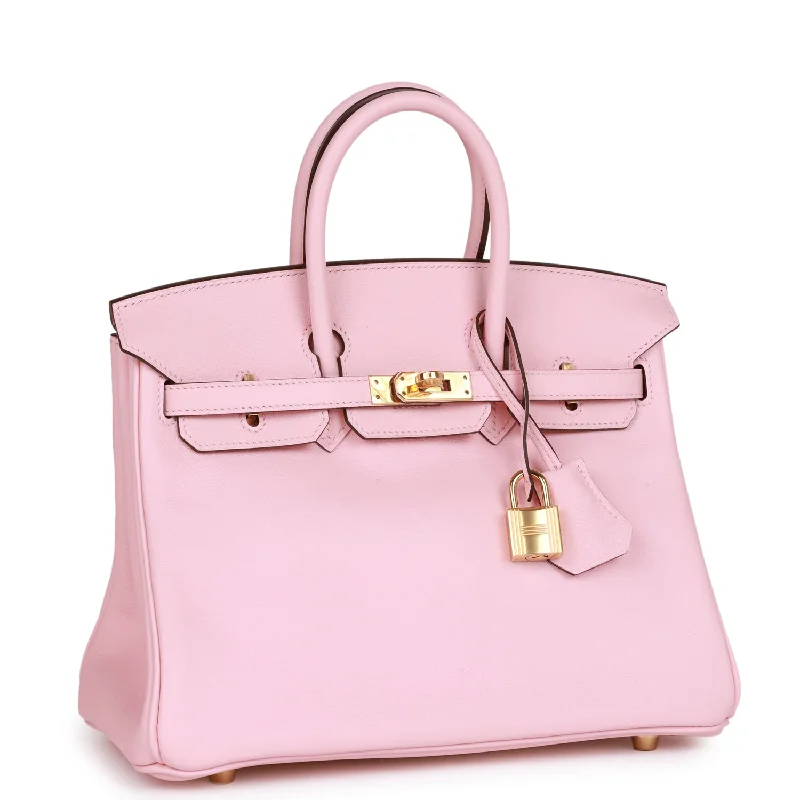 Hermes Birkin Bags in Smooth Box Calf Leather for a Timeless AestheticHermes Birkin 25 Rose Sakura Swift Gold Hardware