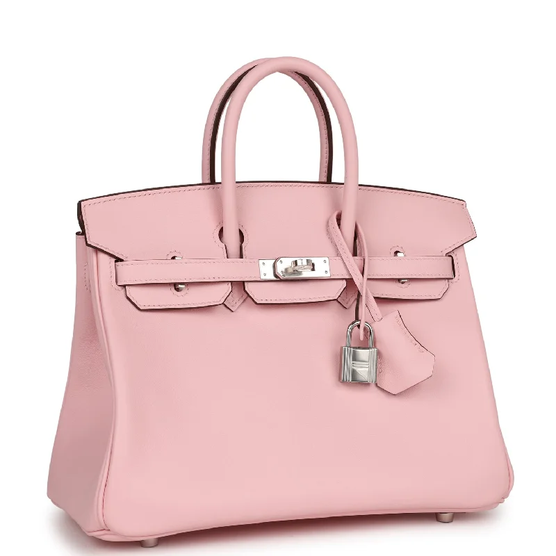 Hermes Birkin Bags with Hand - Stitched Detailing for Artisanal AppealHermes Birkin 25 Rose Sakura Swift Palladium Hardware