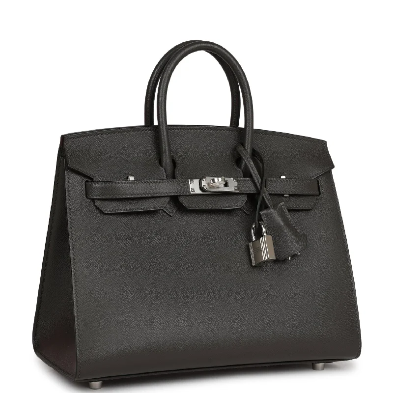 Hermes Birkin Bags with a Snap - Fastened Front Pocket for Easy AccessHermes Birkin Sellier 25 Gris Meyer Madame Palladium Hardware