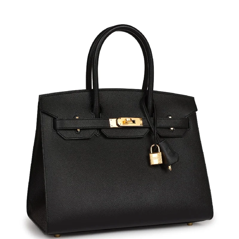 Hermes Birkin Bags in Matte Alligator Leather for a Sophisticated FinishHermes Birkin Sellier 30 Black Epsom Gold Hardware