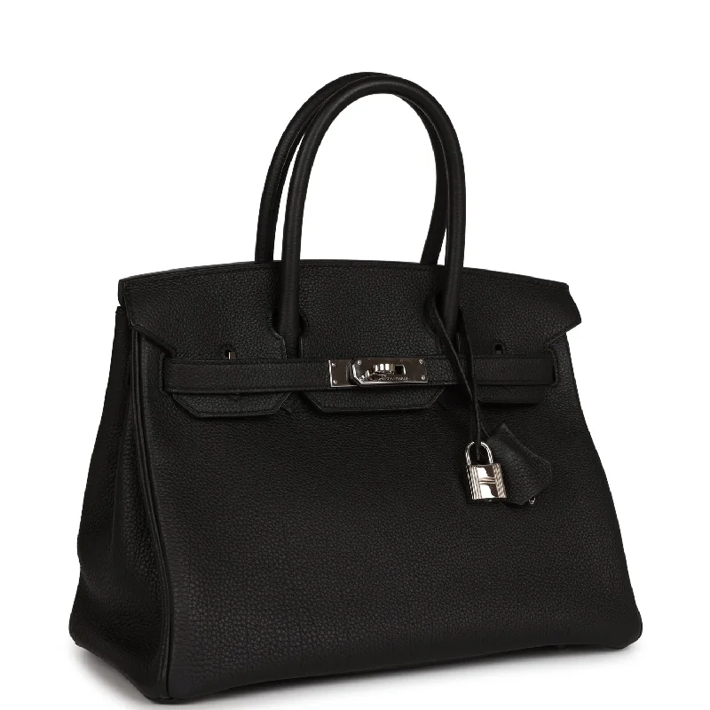 Hermes Birkin Bags with a Leather - Lined Interior Pocket for Added ProtectionHermes Birkin 30 Black Togo Palladium Hardware