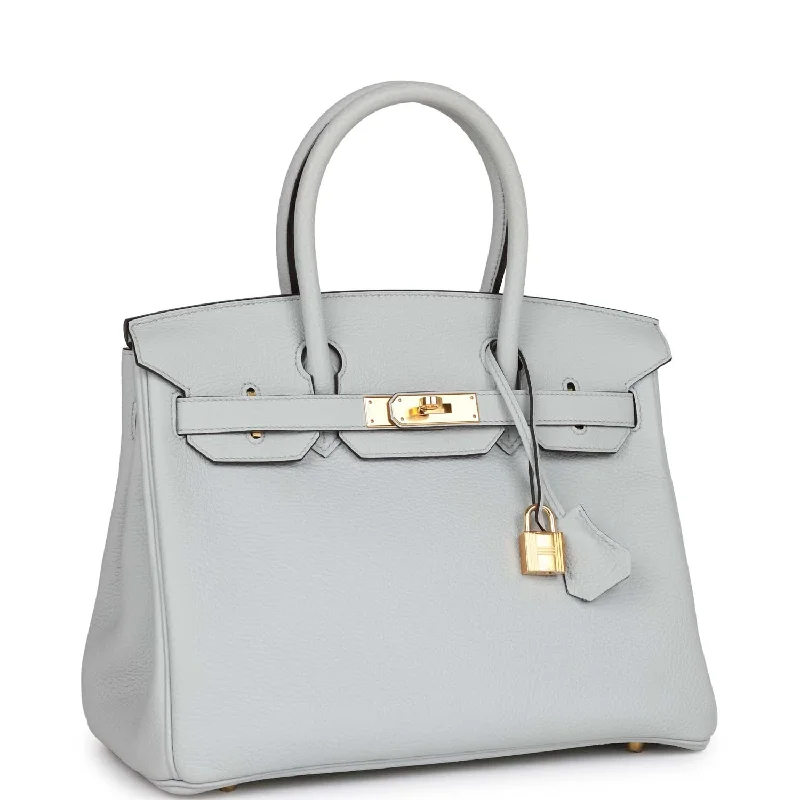 Hermes Birkin Bags with a Hand - Painted Monogram DesignHermes Birkin 30 Bleu Pale Clemence Gold Hardware