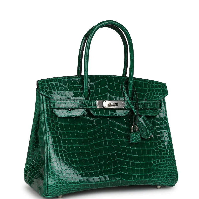 Hermes Birkin Bags with a Crystal - Embellished Lock for Added LuxuryHermes Birkin 30 Emerald Shiny Niloticus Crocodile Palladium Hardware