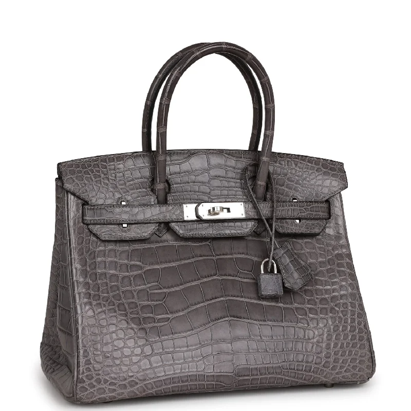 Hermes Birkin Bags with a Reinforced Bottom Panel for LongevityHermes Birkin 30 Gris Paris Matte Alligator Palladium Hardware