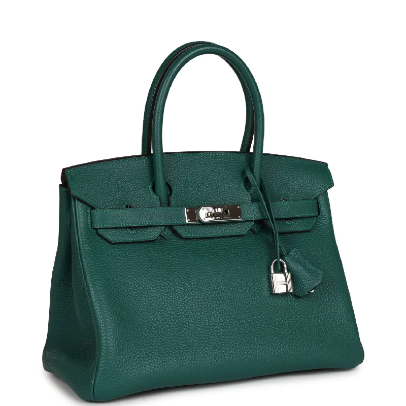 Hermes Birkin Bags with a Two - Tone Leather Design for Visual InterestHermes Birkin 30 Malachite Togo Palladium Hardware