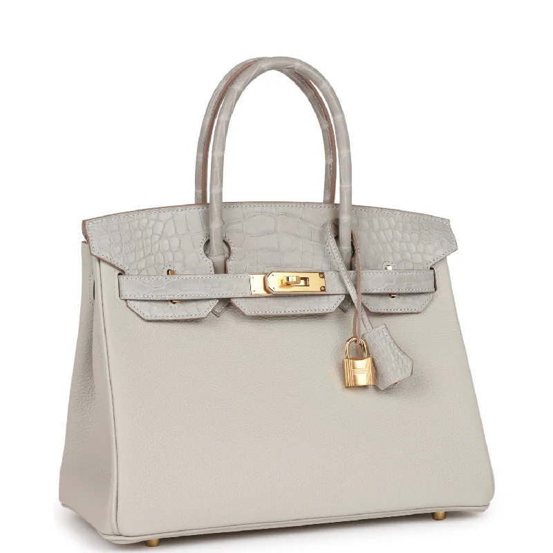 Hermes Birkin Bags in a Pale Mint Green for a Fresh and Refreshing LookHermes Birkin 30 Gris Perle Matte Alligator and Togo Touch Gold Hardware