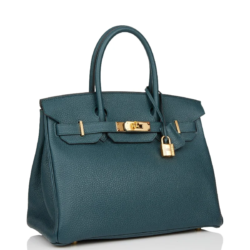 Hermes Birkin Bags with Hand - Stitched Detailing for Artisanal AppealHermes Birkin 30 Vert Cypress Togo Gold Hardware