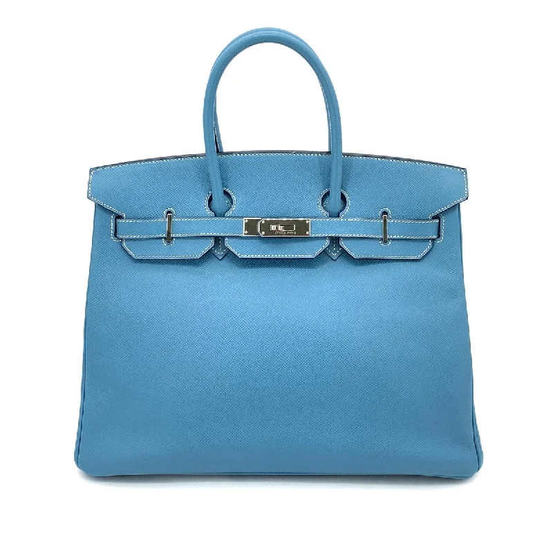 Hermes Birkin Bags with a Hand - Embroidered Floral PatternHERMES BIRKIN 35 BLUE JEAN EPSOM HAND BAG □K SHW 90253873