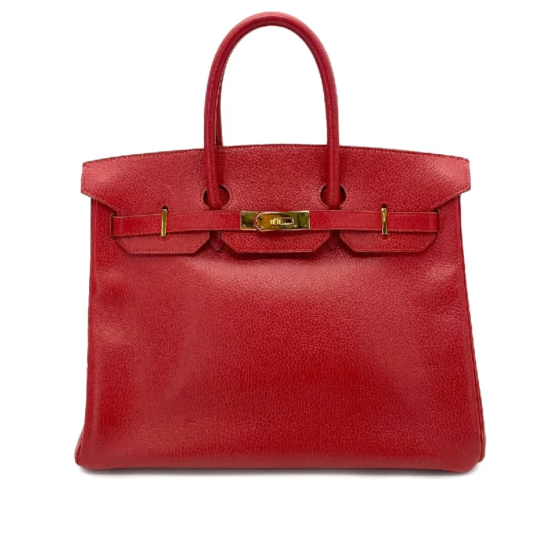 Hermes Birkin Bags with a Hand - Embroidered Floral PatternHERMES VINTAGE BIRKIN 35 ROUGE VIF ARDENNES GHW #X 90251080