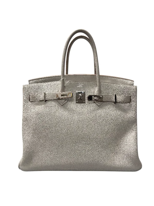 Hermes Birkin Bags with Custom - Engraved Hardware for PersonalizationHERMES Birkin 35 Togo Gris Pearl PHW □N Stamp B1008A7NZA