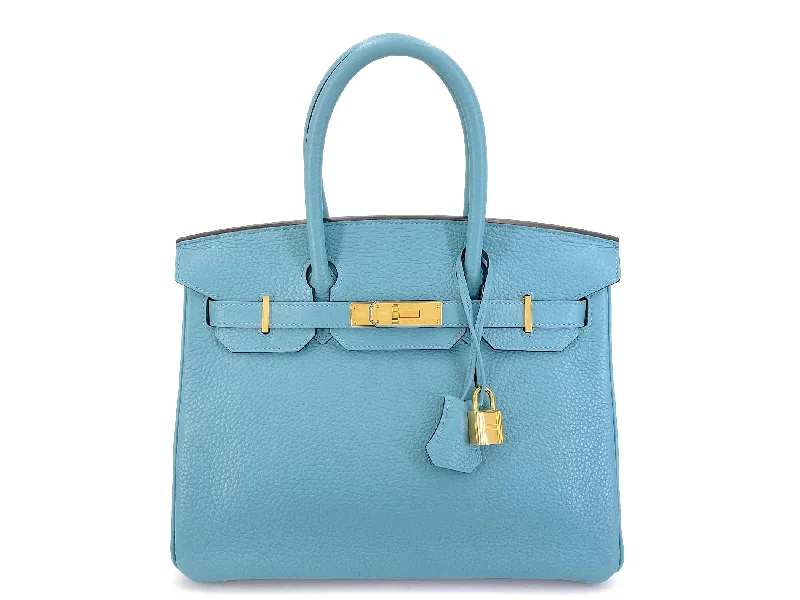 Hermes Birkin Bags in a Light Beige for a Soft and Sophisticated AestheticHermès Blue Cyr Clemence Birkin 30 Tote Bag 24k GHW K16