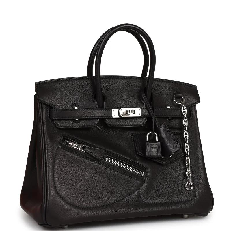 Hermes Birkin Bags with a Woven Leather Strap DetailHermes Limited Edition Birkin Rock 25 Black Volupto Palladium Hardware