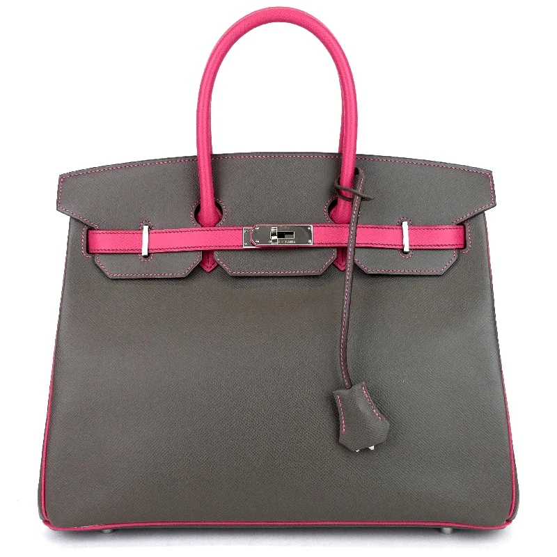 Hermes Birkin Bags with a Hand - Burnished Edge FinishHorseshoe Birkin 35 Bicolour Epsom Leather Bag