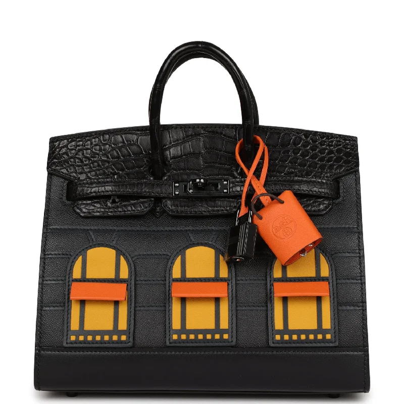 Hermes Birkin Bags with a Chain - Embellished Handle for a Modern TwistHermes Sac Faubourg Birkin 20 So Black Matte Alligator Black Hardware