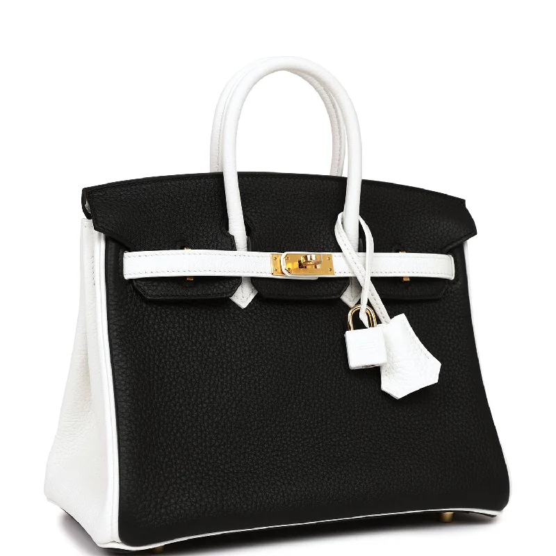 Hermes Birkin Bags with a Crystal - Embellished Lock for Added LuxuryHermes Special Order (HSS) Birkin 25 Black and White Clemence Gold Hardware