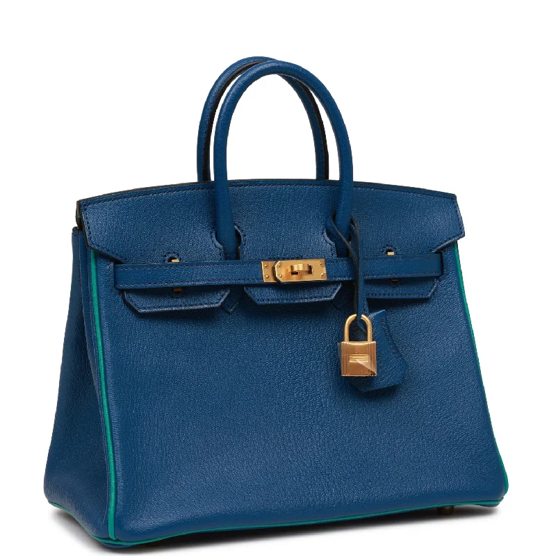 Hermes Birkin Bags Sized 30cm for a Compact Yet Spacious OptionHermes Special Order (HSS) Birkin 25 Bleu Saphir and Vert Vertigo Chevre Brushed Gold Hardware