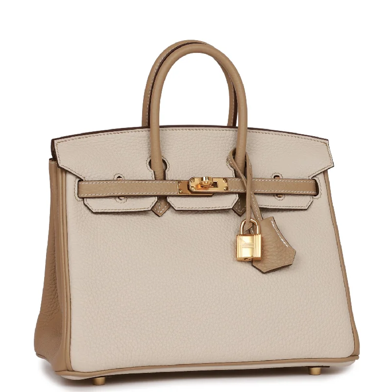 Hermes Birkin Bags with a Gold - Plated Lock and Key SetHermes Special Order (HSS) Birkin 25 Craie and Trench Togo Gold Hardware