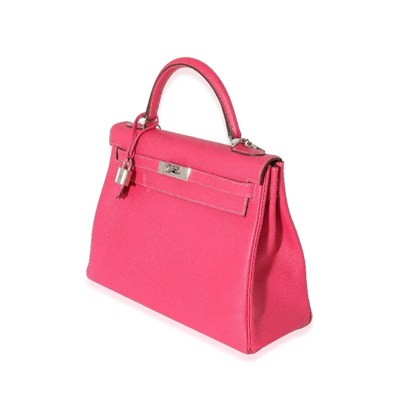 Small - sized Hermès Kelly Bags in Epsom leather for a structured lookHermes Rose Tyrien Rubis Epsom Candy Retourne Kelly 32