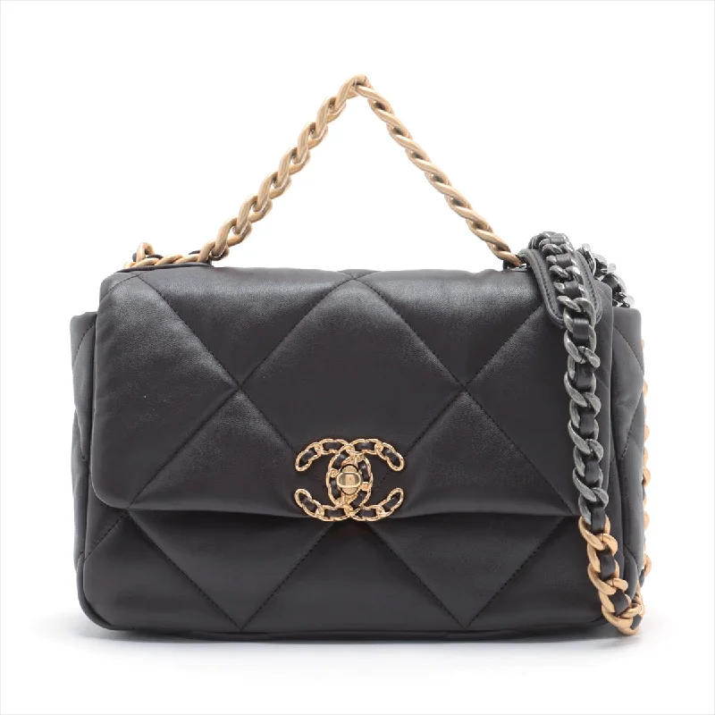 Chanel Lightweight Handbag for Daily ErrandsChanel 19 in Chain Shoulder Bag Brown Gold x Silver Gold IC Chip