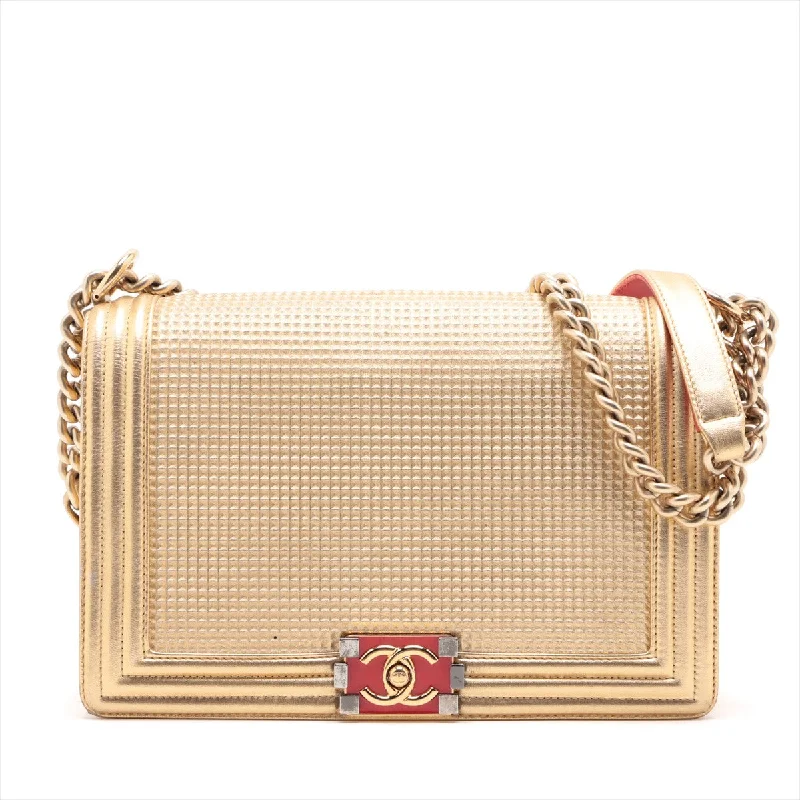 Chanel Classic Flap Bag for Evening PartyChanel Boy Chanel 28   Chain Shoulder Bag Gold Gold  18 A92193