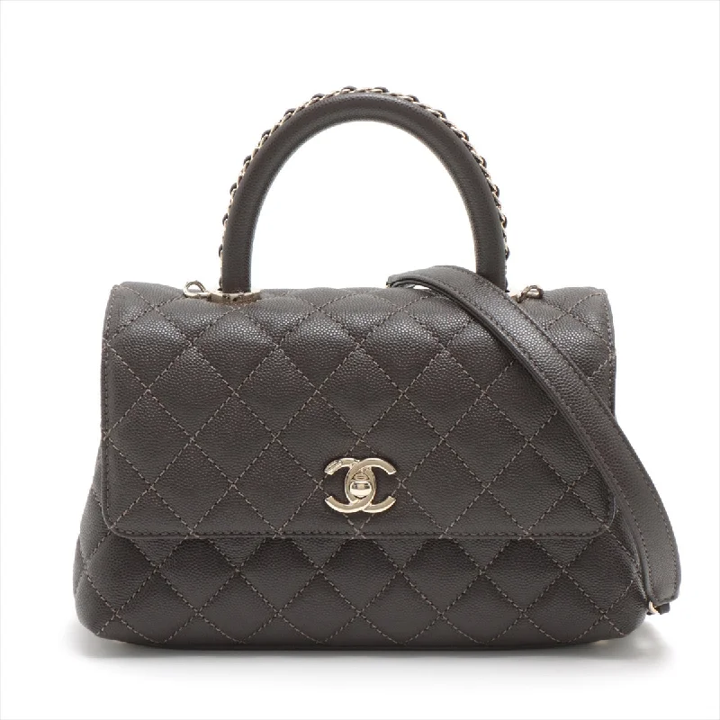 Chanel Limited Edition Handbag for CollectorsChanel Cocohandle Caviar S 2WAY Handbag Matrasse Brown Gold  IC Chip