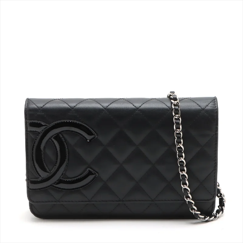 Chanel Designer Handbag with Unique DesignChanel Combon Line  Chain Wallet Black Silver Gold