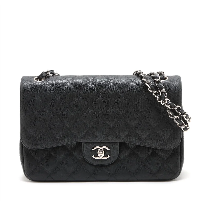 Chanel Quilted Leather Shoulder Bag for FashionistasCHANEL DECAMATRASSE 30  Caviar S Double Flap Double Chain Bag Black Silver  15th A58600