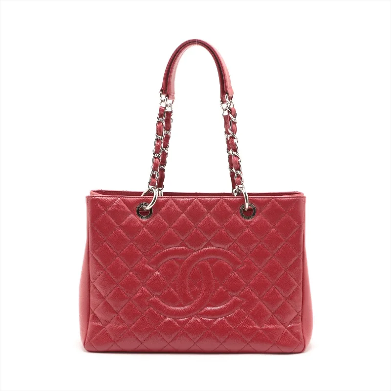 Chanel Designer Handbag with Unique DesignChanel GST Caviar S Tote Top Bag Red Silver Gold  17th