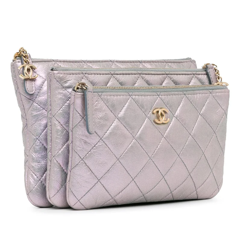 Chanel New Arrival Handbag with Gold HardwareChanel Iridescent Crumpled Calfskin Trio Cosmetic Case (znMKyB)