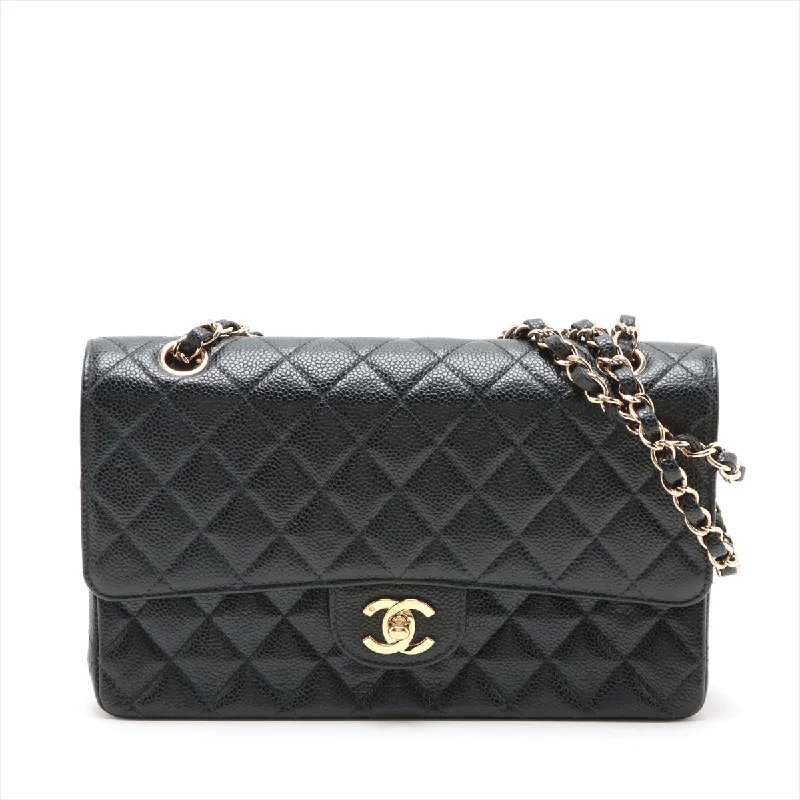 Chanel Black Handbag for Business MeetingsChanel Matrasse 25 Caviar S Double Flap Double Chain Bag Black Silver  8th A01112