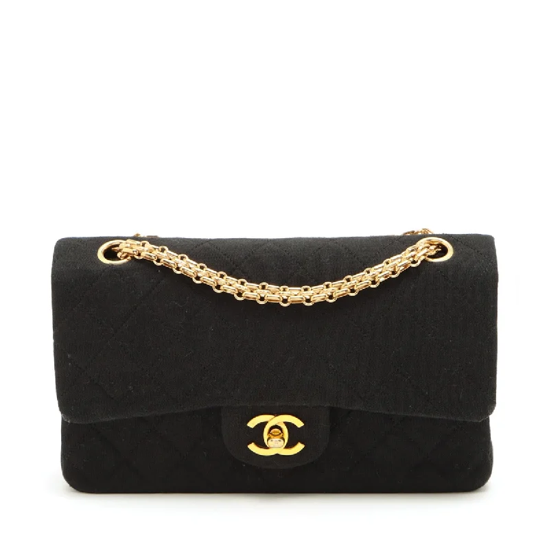 Chanel Vintage Inspired Handbag for Retro LoversChanel Matrasse Cotton Double Flap Double Chain Bag Black Gold  0st