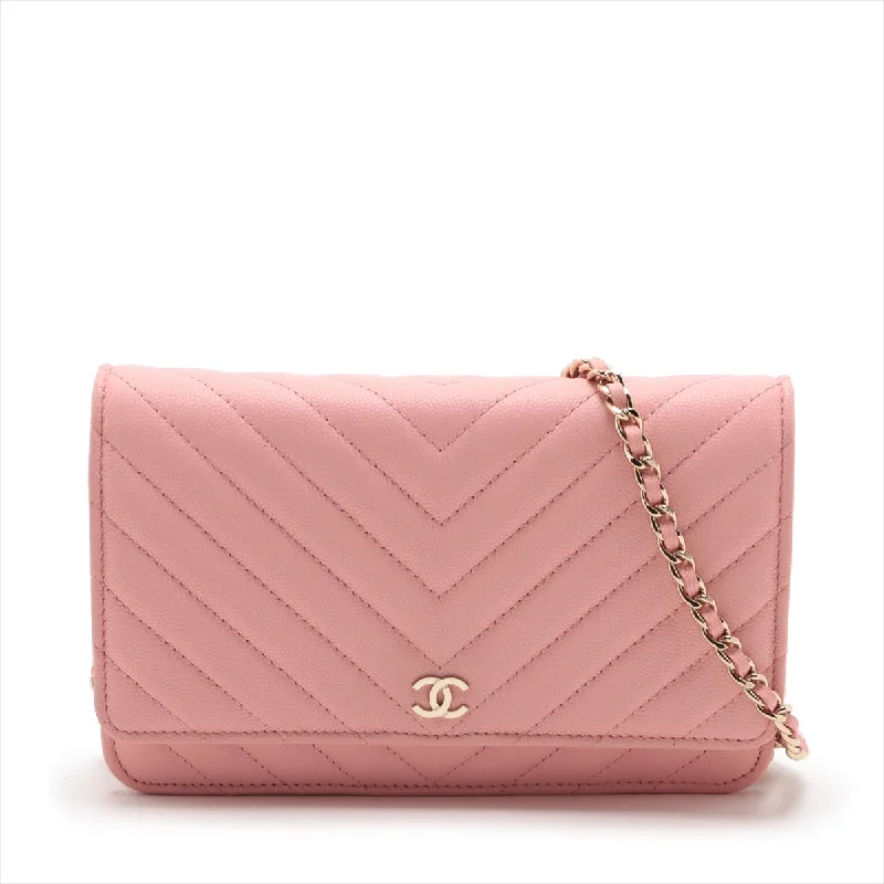 Chanel Chain Strap Handbag for Everyday UseChanel V Stitch Caviar S Chain Wallet Pink Gold