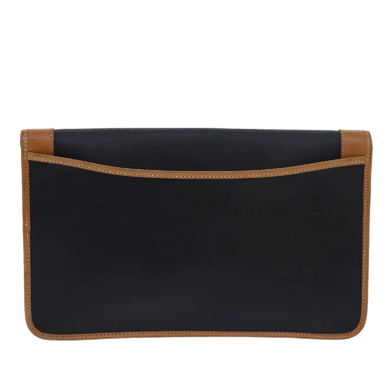 Christian Dior handbags with a back - pocket for quick storageCHRISTIAN DIOR Clutch Bag Nylon Black Beige Auth 81010