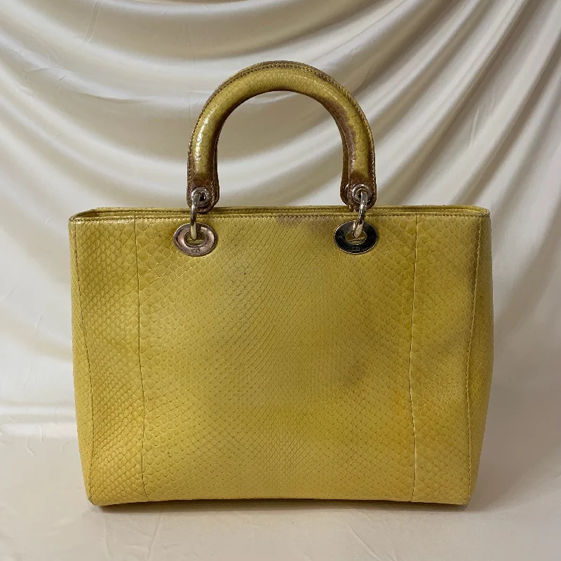 Christian Dior crossbody bags with a front - flap pocket for easy accessCHRISTIAN DIOR Dior Lady Bag Yellow Python Skin Leather Sku# 44452