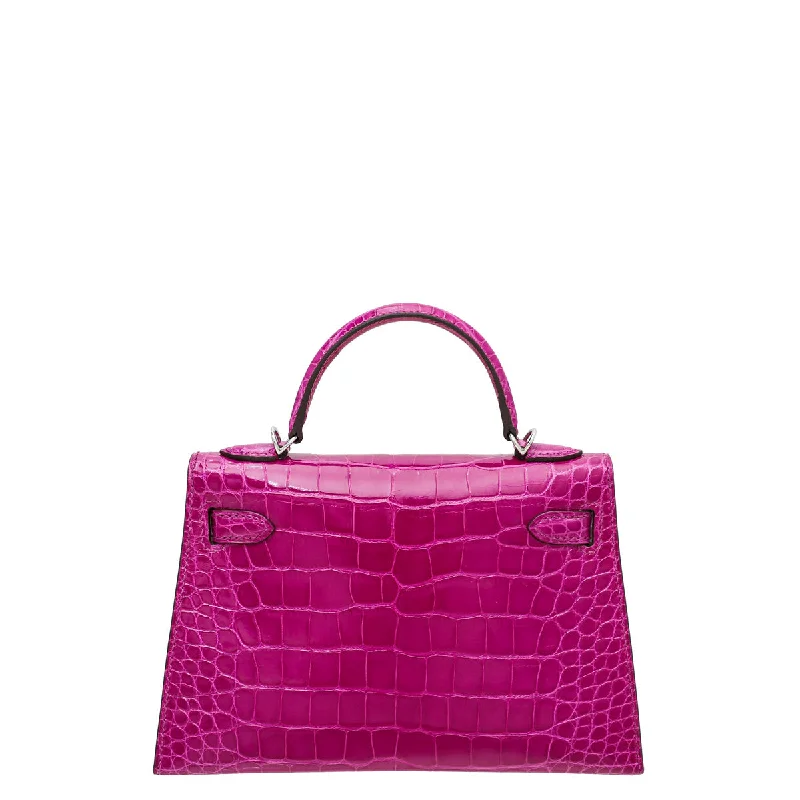 Hermès Kelly Bags with a single - handle design for simplicityHermes Rose Scheherazade Shiny Alligator Mini Kelly 20 Bag