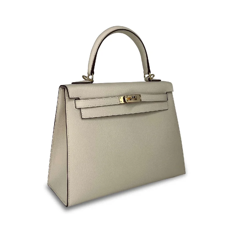 Hermès Kelly Bags in a soft pastel yellow for a fresh and feminine lookPre Owned Hermes Kelly Craie Epsom leather designer bag K25 GHW