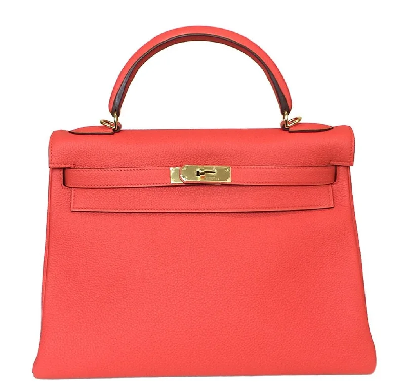 Hermès Kelly Bags with a crystal - embellished turnlock for added luxuryHermès 32cm Kelly Capucine Bag GHW