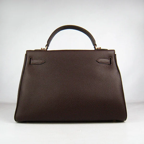 Medium - sized Hermès Kelly Bags in Taurillon Clemence leather for durabilityHermes Kelly 32cm Togo Leather 6108 Dark Coffee Golden