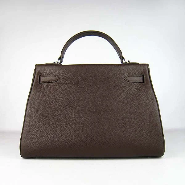 Hermès Kelly Bags with a monogram - embossed leather panelHermes Kelly 32cm Togo Leather 6108 Dark Coffee Silver