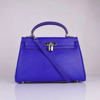 Hermès Kelly Bags with a magnetic - snap closure for easy accessHermes Kelly 32cm Togo leather 6108 electric blue silver