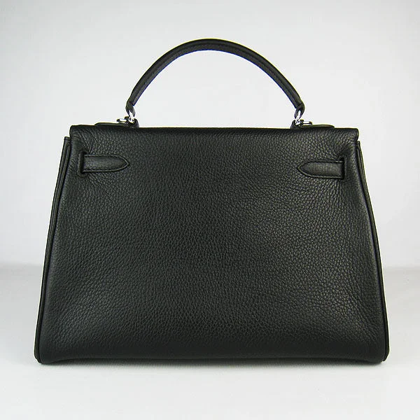 Small - sized Hermès Kelly Bags in Epsom leather for a structured lookHermes Kelly 32cm Togo Leather Handbag 6108 Black Silver